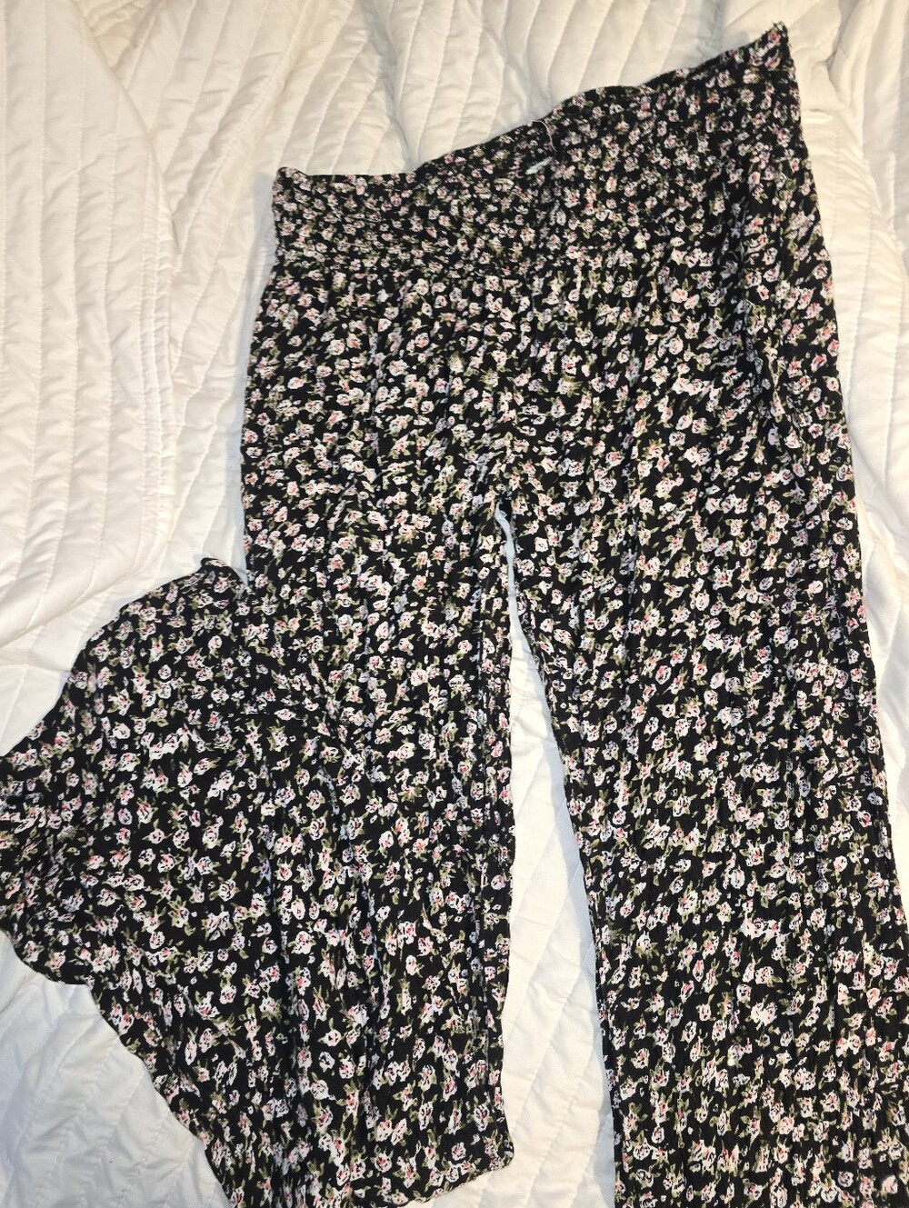 Black Floral Wide-Leg Pants - Women's Comfortable Jumpsuit Alternative